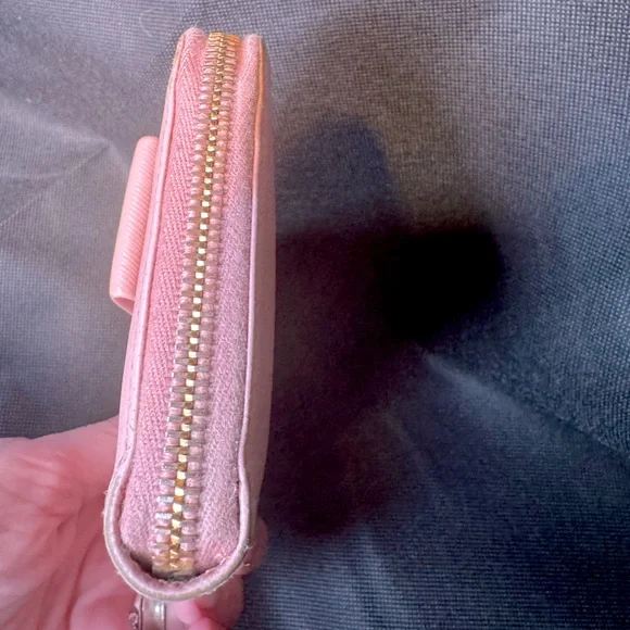 Prada Pink Bow Saffiano Zip Wallet Continental RARE DISCONTINUED - Picture 3 of 12